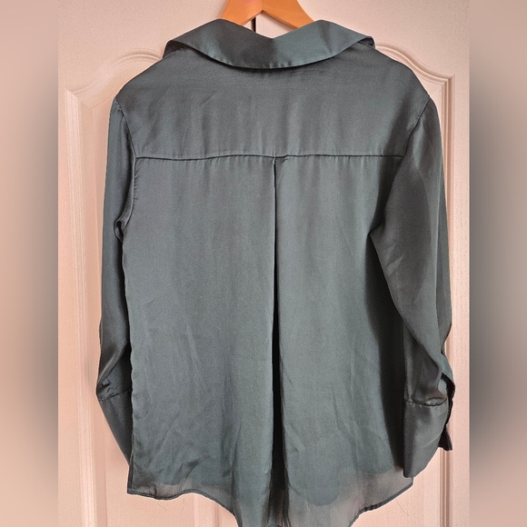 Zara Satin Effect Shirt-  Bottle Green- XS - Picture 5 of 7